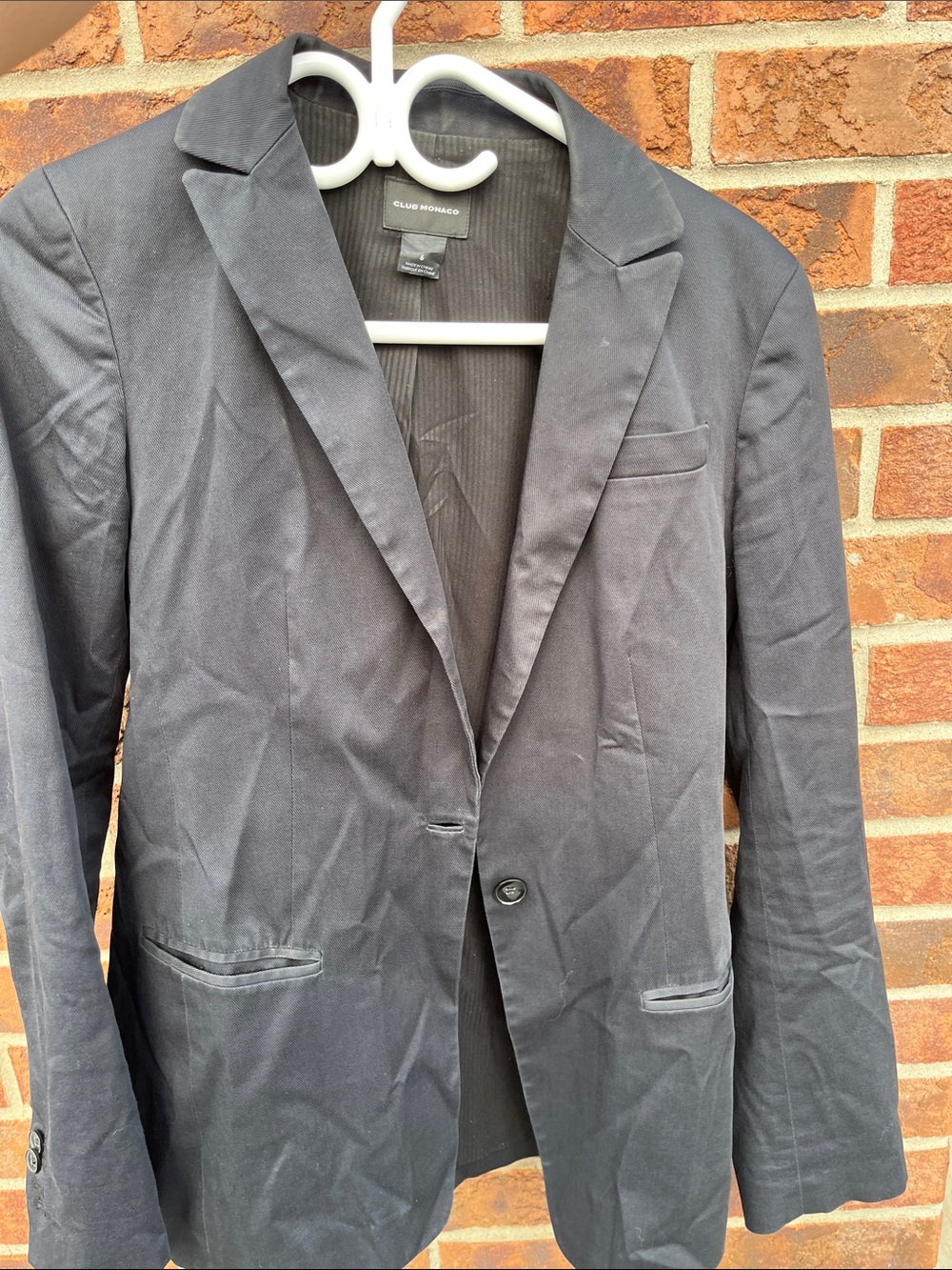 Club Monaco Men's Dark Black Single-Button Blazer